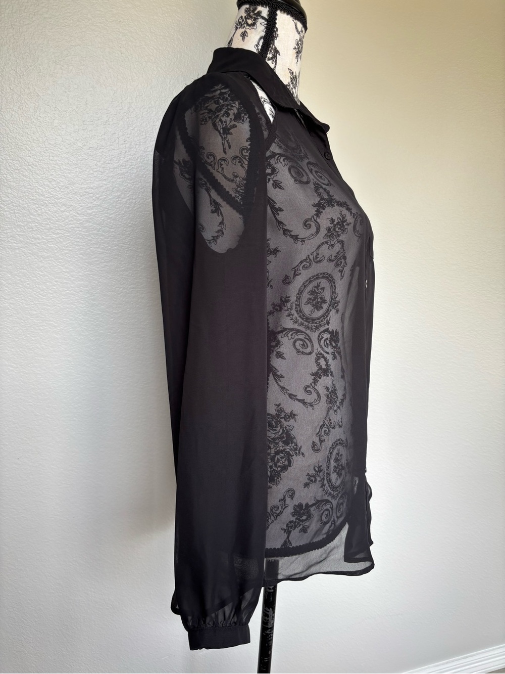 jonathan martin Black Sheer with Open front and back design Button-Down Blouse - Picture 8 of 13